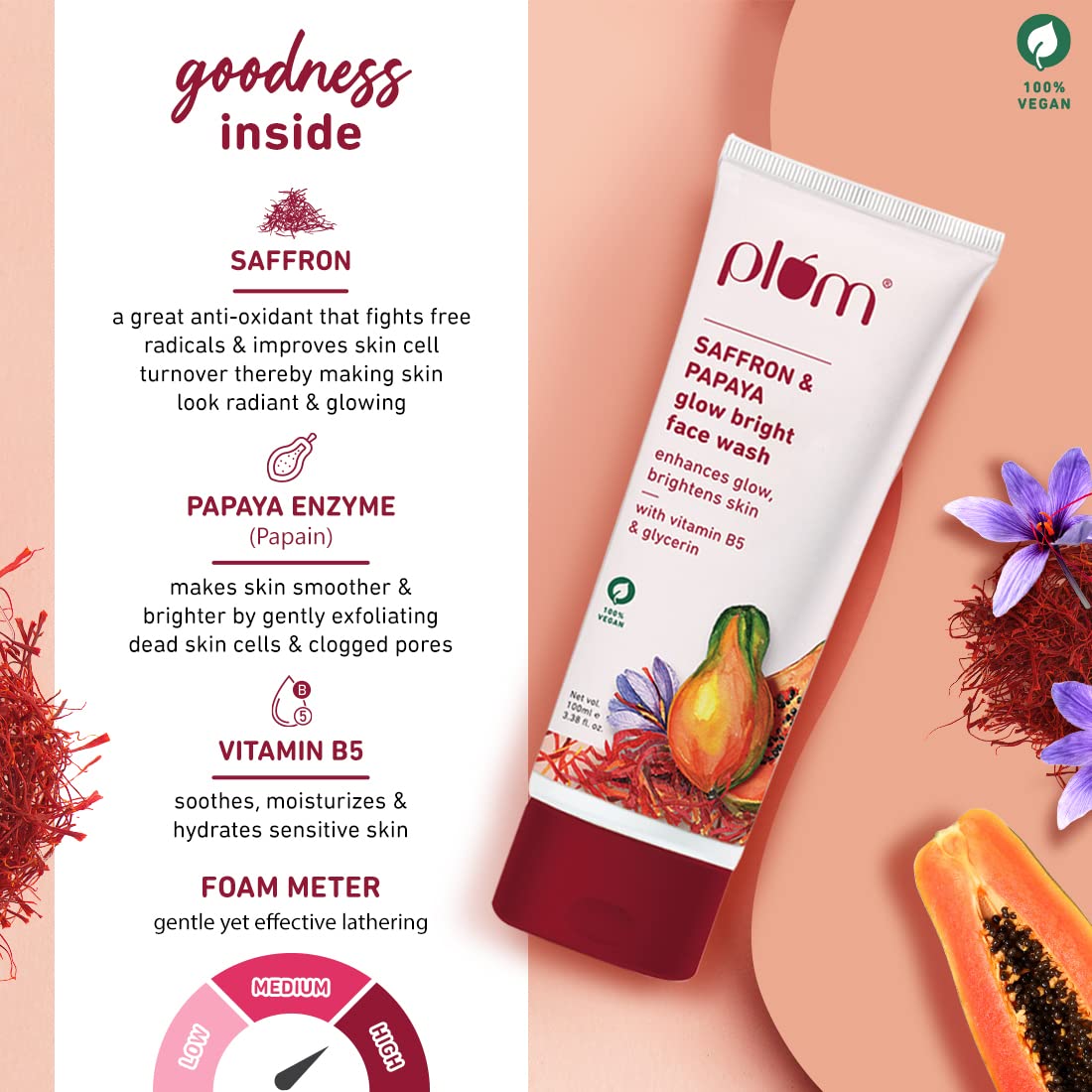 Saffron & Papaya Glow & Brightening Face Wash