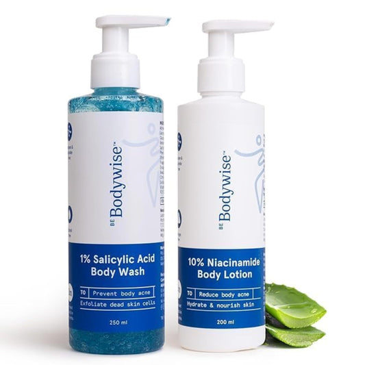 Body Acne Reduction Kit with 1% Salicylic Acid Body Wash & 10% Niacinamide Hydrating Face & Body Lotion