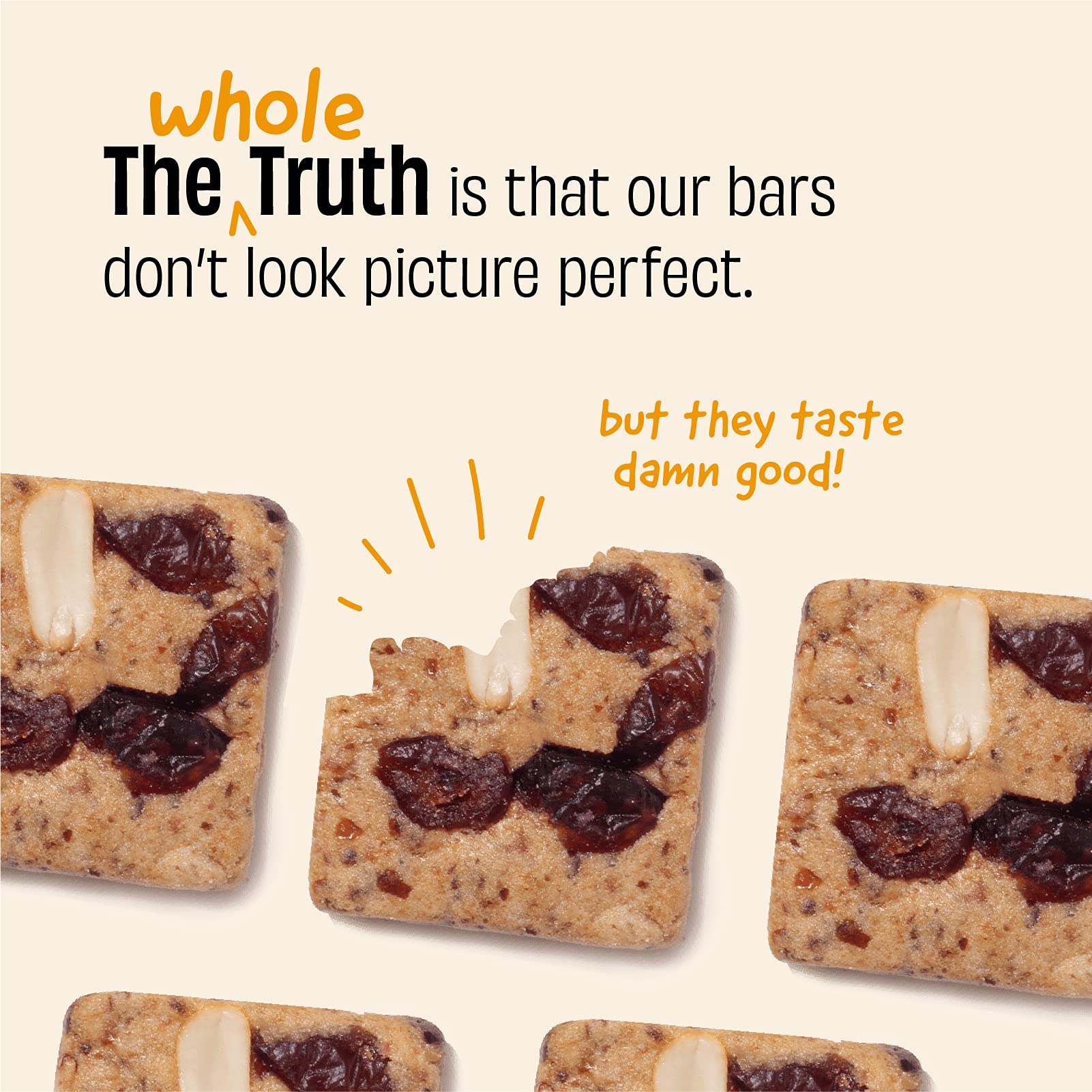 The Whole Truth - Mini Protein Bars - Peanut Butter - Pack of 8-8 x 27g - No Added Sugar - All Natural