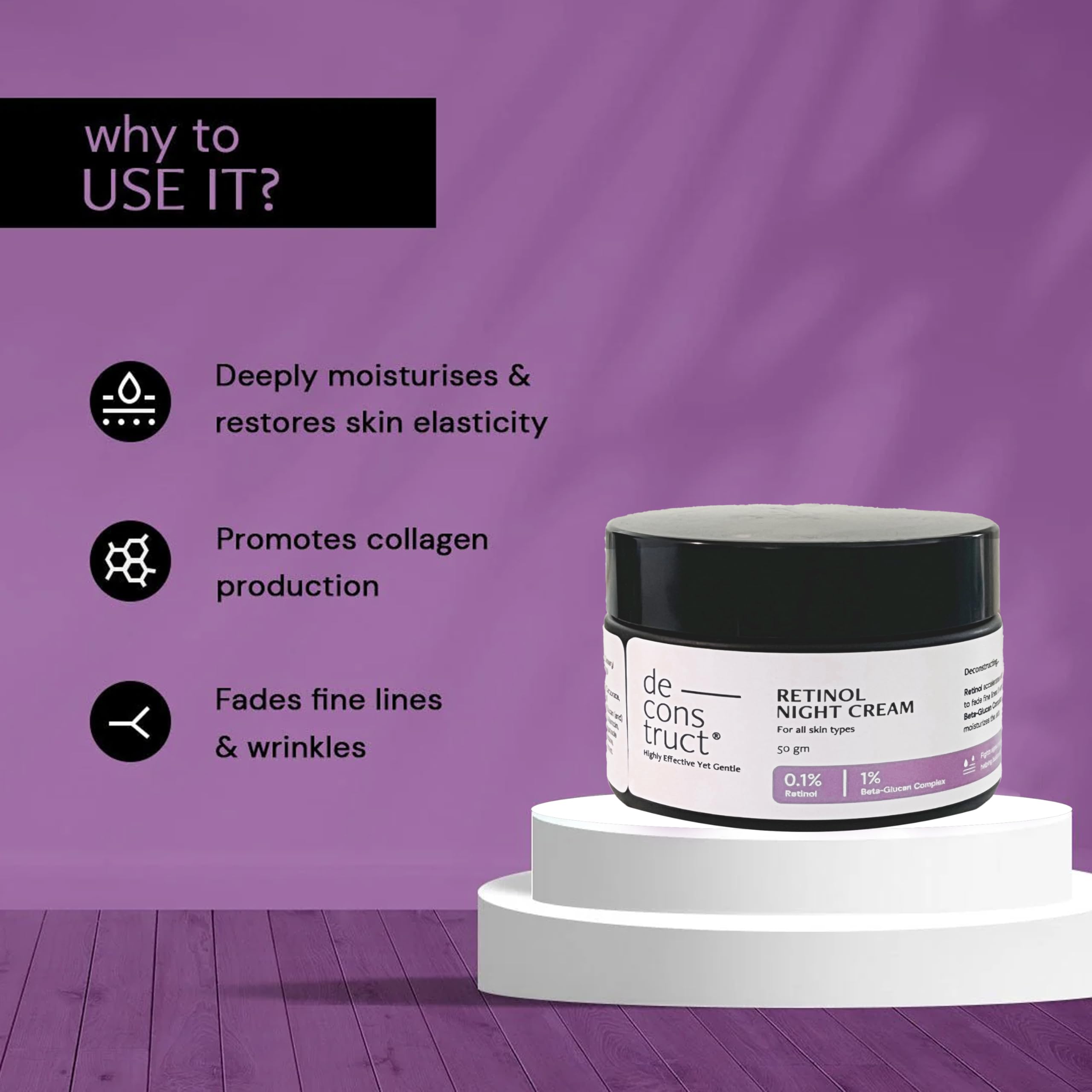 Retinol Night Cream (0.1% Retinol, 1% Beta-Glucan)