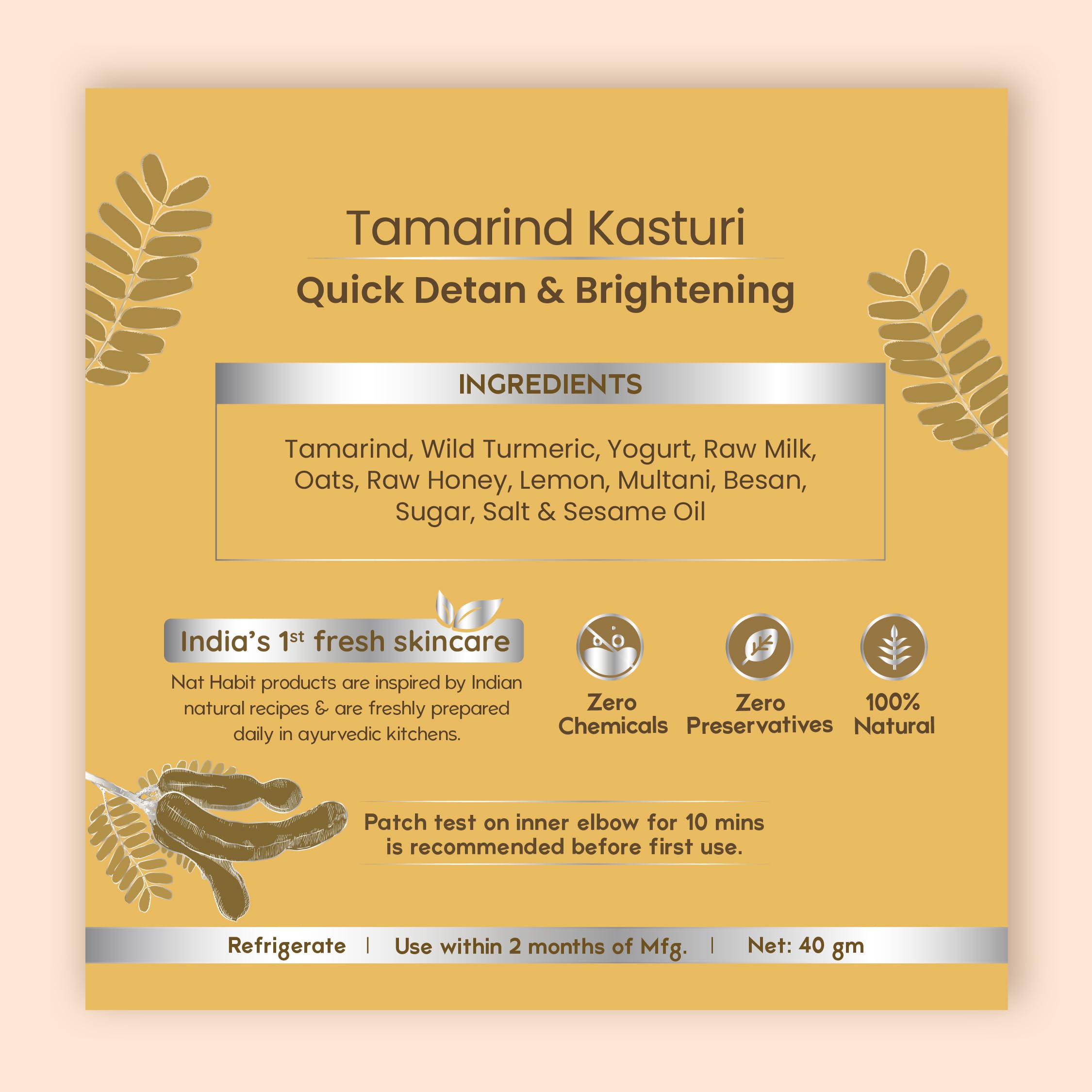 Fresh Tamarind Kasturi Ksheer Lepa Face Mask For Quick Detan & Brightening