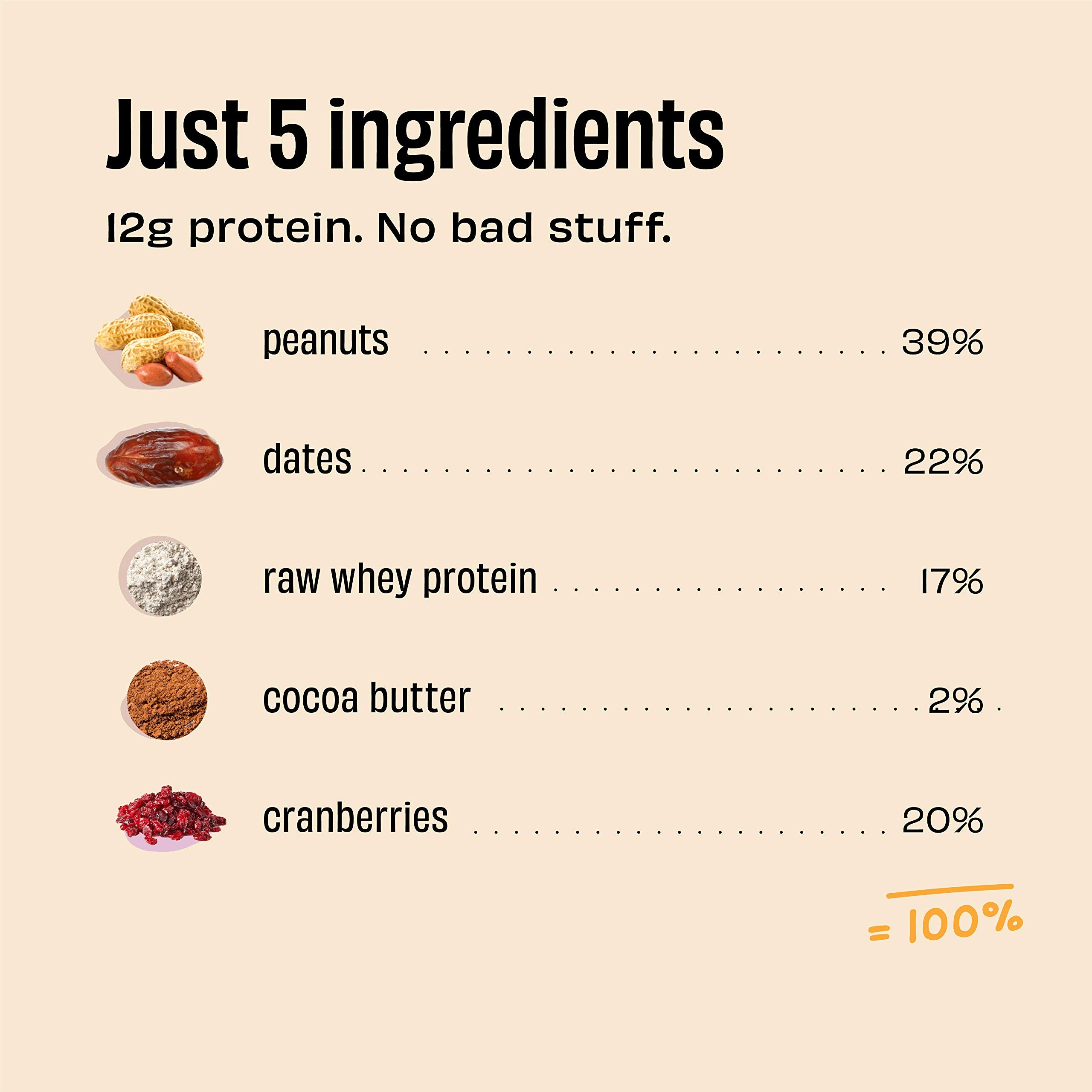 The Whole Truth - Mini Protein Bars - Peanut Butter - Pack of 8-8 x 27g - No Added Sugar - All Natural