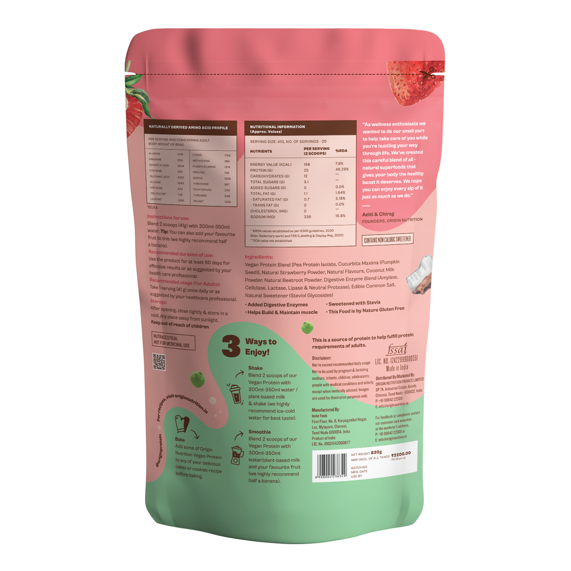 Strawberry Natural Plant Protein Powder