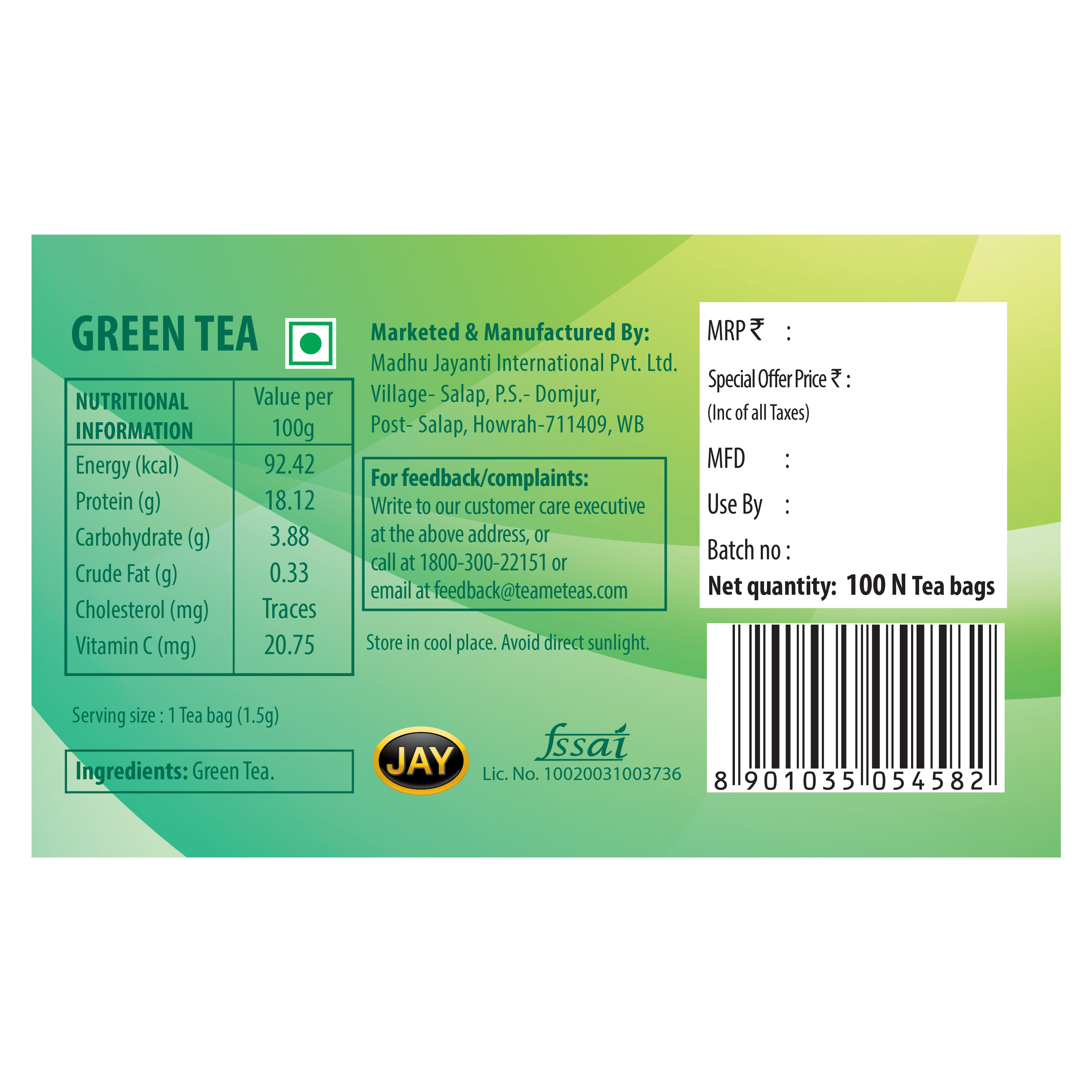 Green Tea Bags