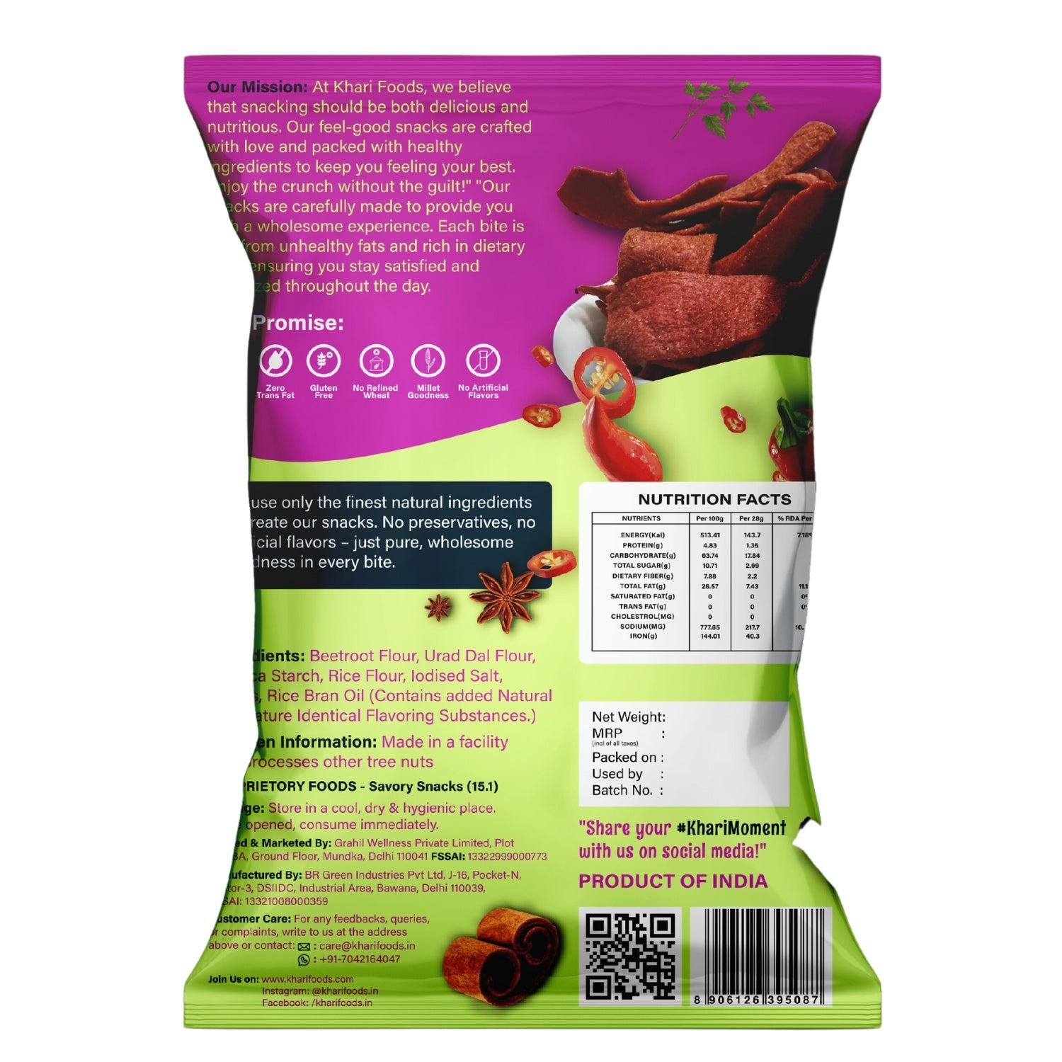 Beetroot Crispies, Peri Peri Flavoured Chips