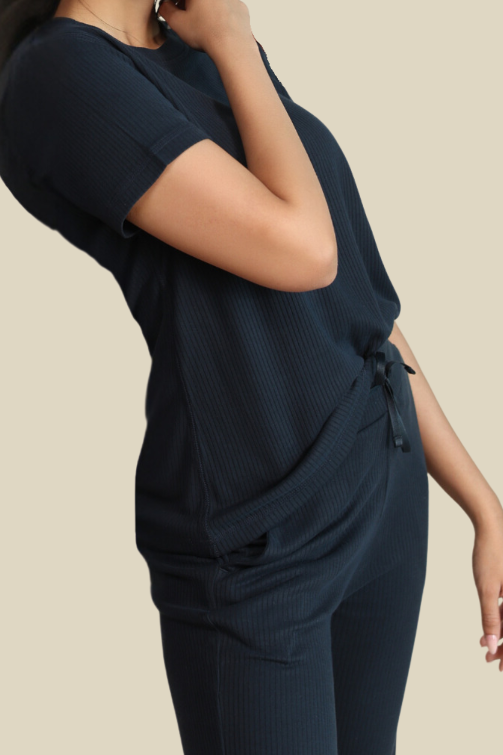 Mid Night navy Ribbed Lounge Pants