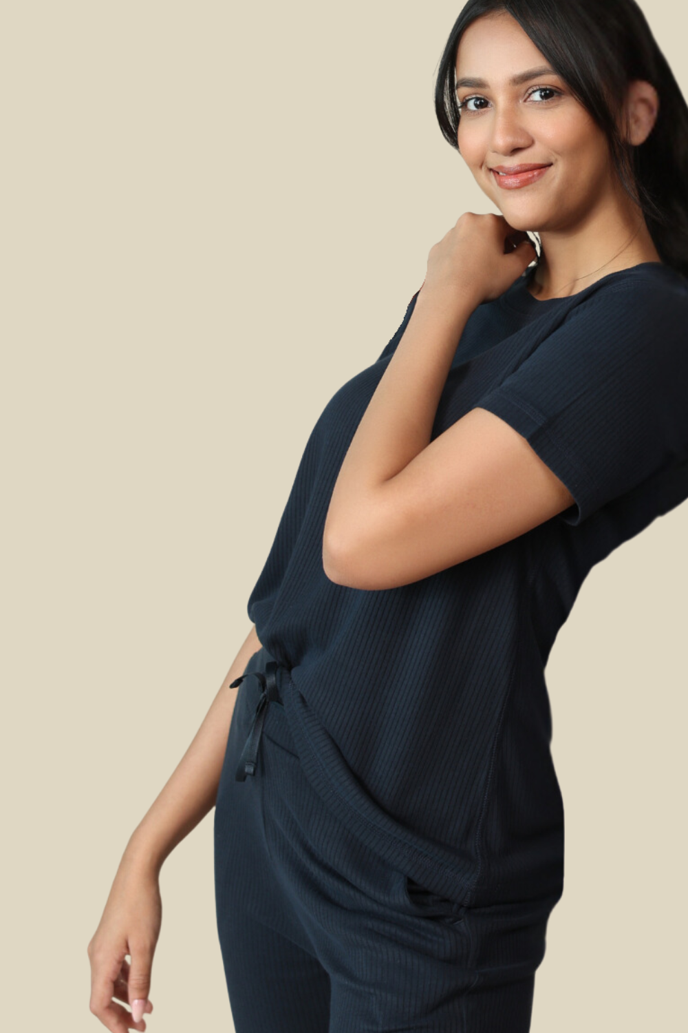 Mid Night navy Ribbed Lounge Pants