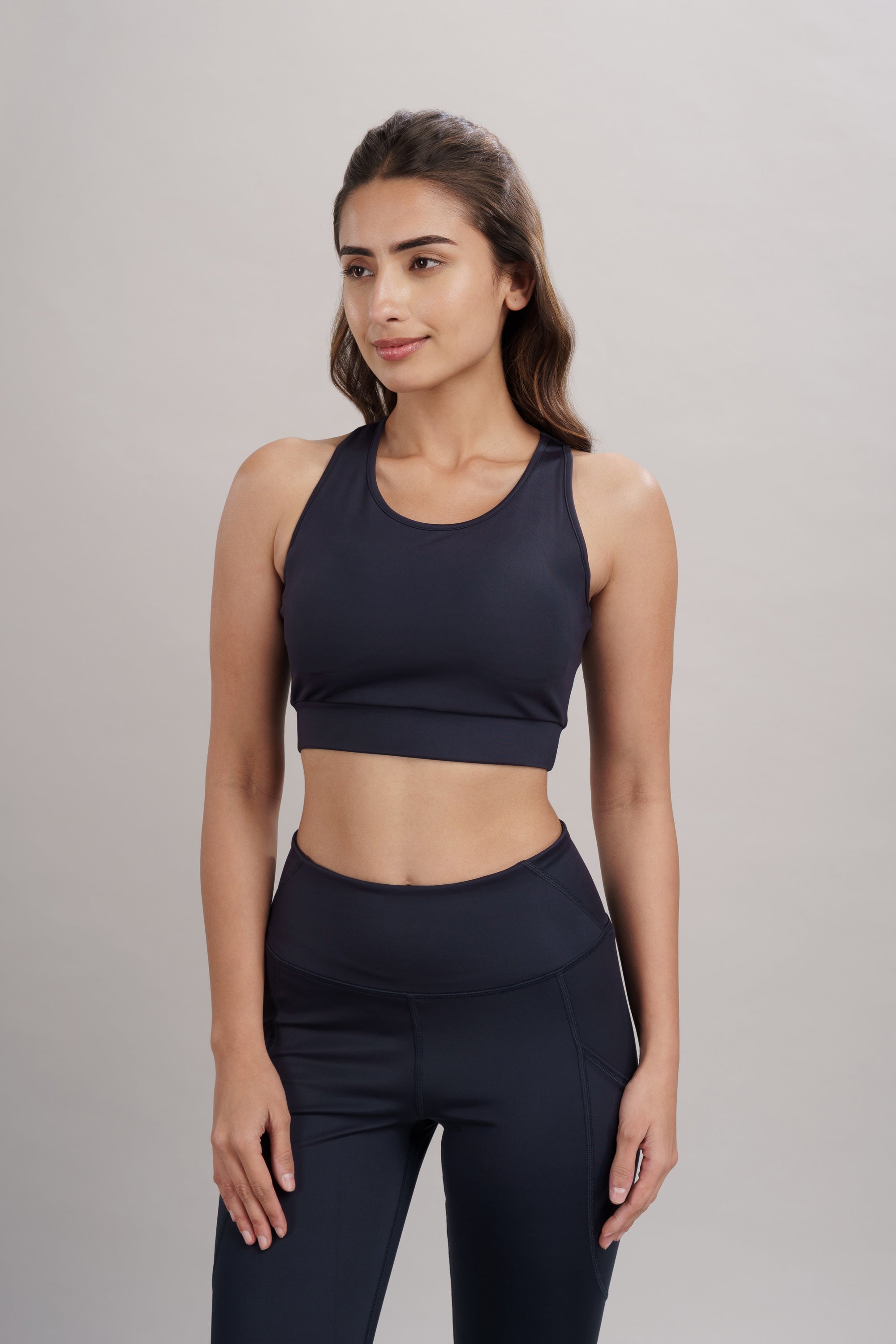 Mid Night Navy Racerback Active Bra