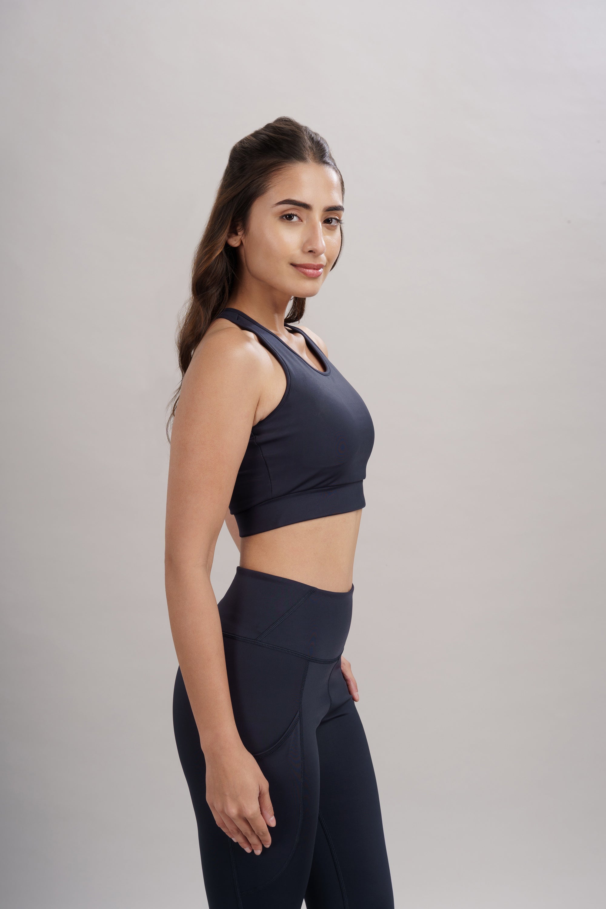 Mid Night Navy Racerback Active Bra