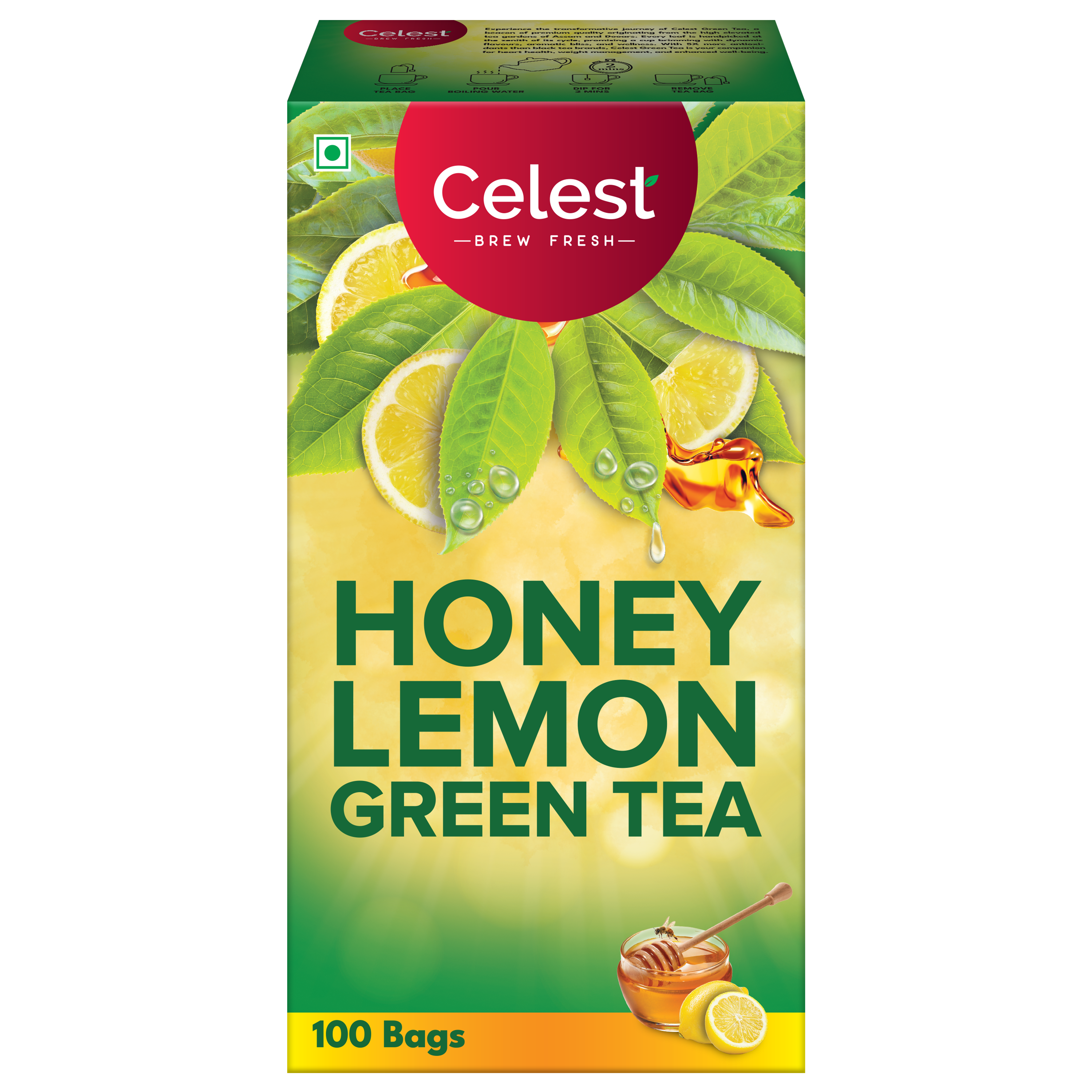 Celest Honey Lemon Green Tea Bags